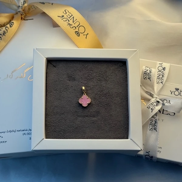 آویز ونکلیف صورتی طلا